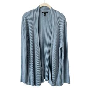 Eileen Fisher Tencel Cotton Silk Ribbed Cardigan Blue Women's L